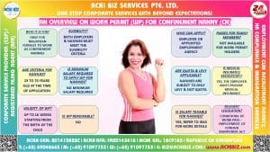 A woman posing with infographic of Nanni facts for work permit
