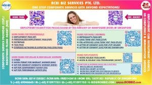 A woman holding with infographic signage employment agency services