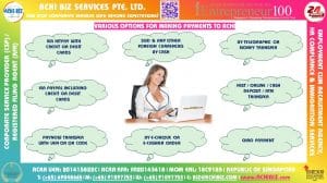 A woman with credit card & lap top to make payment with various options in the background to ACHI