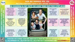 ACHI Biz infographic explaining Long Term Visit Pass LTVP eligibility and family member rules in Singapore