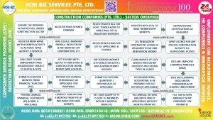 Infographic showing how construction companies (Pte. Ltd.) operate in Singapore’s service sector