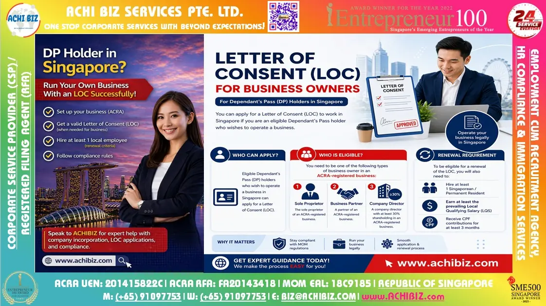 Letter of Consent for Dependant's Pass holders who are business owners