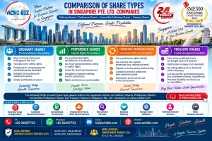 Comparison of Ordinary Shares, Preference Shares, Convertible Preference Shares and Treasury Shares in Singapore Pte. Ltd. companies, covering ownership, investor rights, conversion and capital management.
